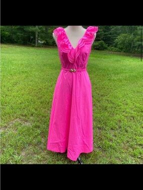 Lilly Pulitzer carine hot pink midi dress size 4